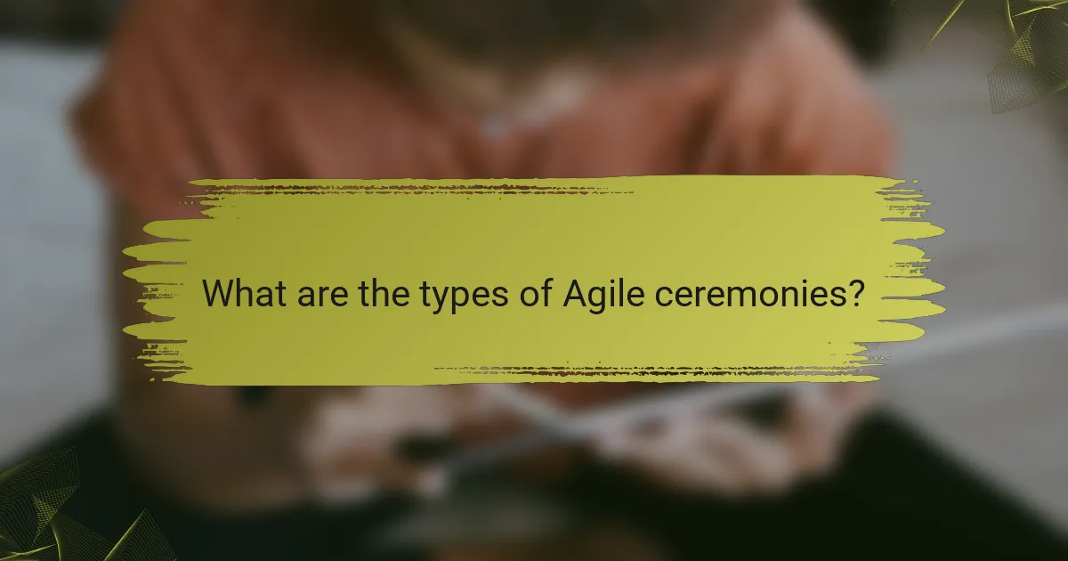 What are the types of Agile ceremonies?